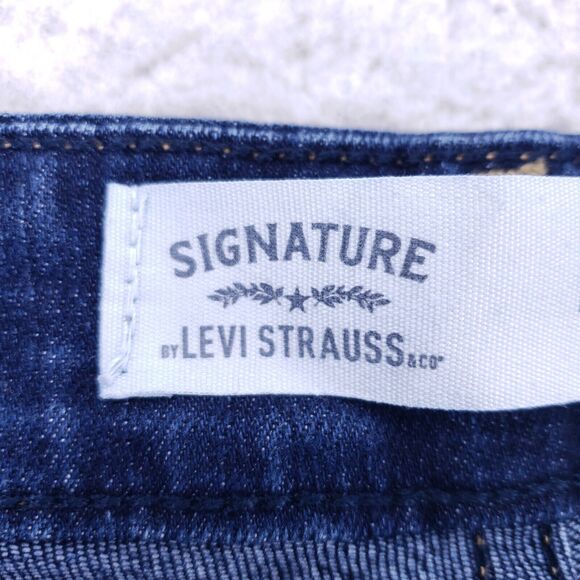 Levis Signature Jean Denim Cotton Women SZ 16 Blue Straight Stretch VTG Mid Rise - Picture 13 of 14